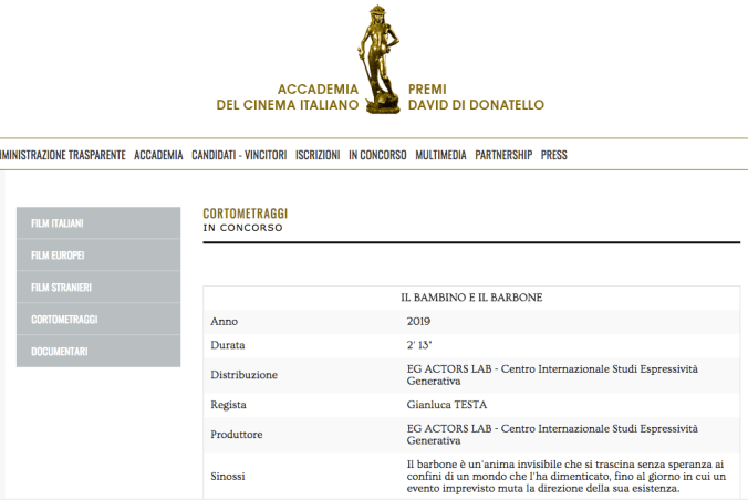 il bambino e il barbone in concorso
