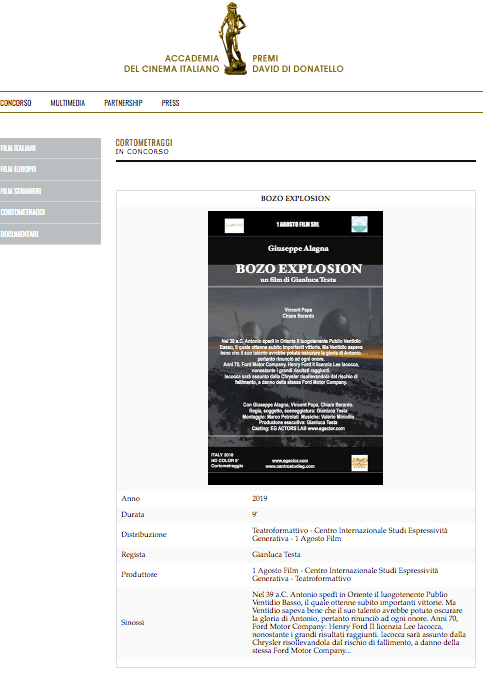 BOZO EXPLOSION AI DAVID DI DONATELLO