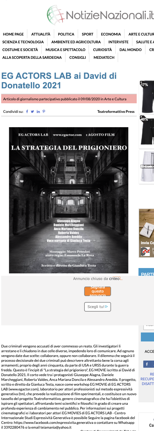 articolo NOTIZIE NAZIONALI